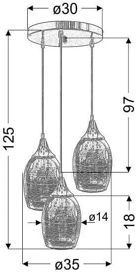 Potrójna lampa wisząca z chromowanym kloszem - 12X D146 G6-S12