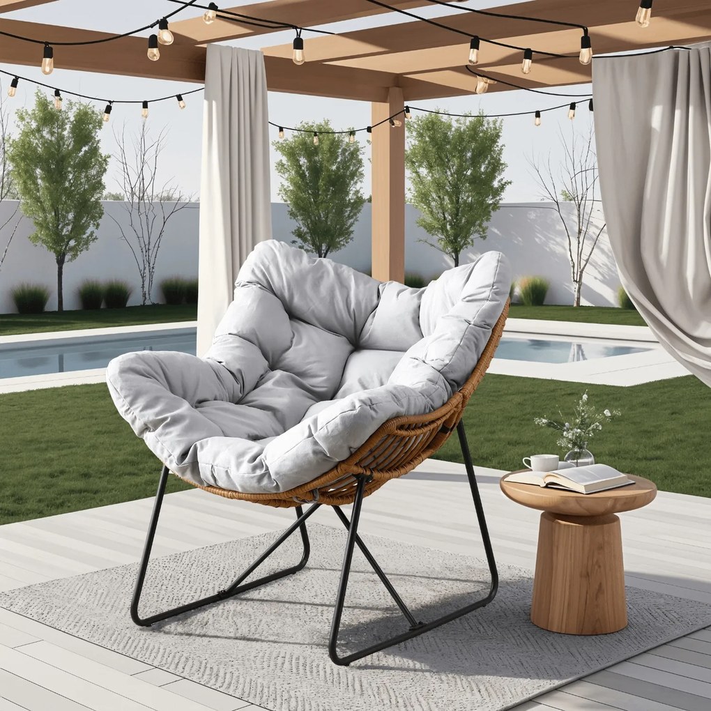 Fotel ogrodowy z poduchą Fin na płozach, szary