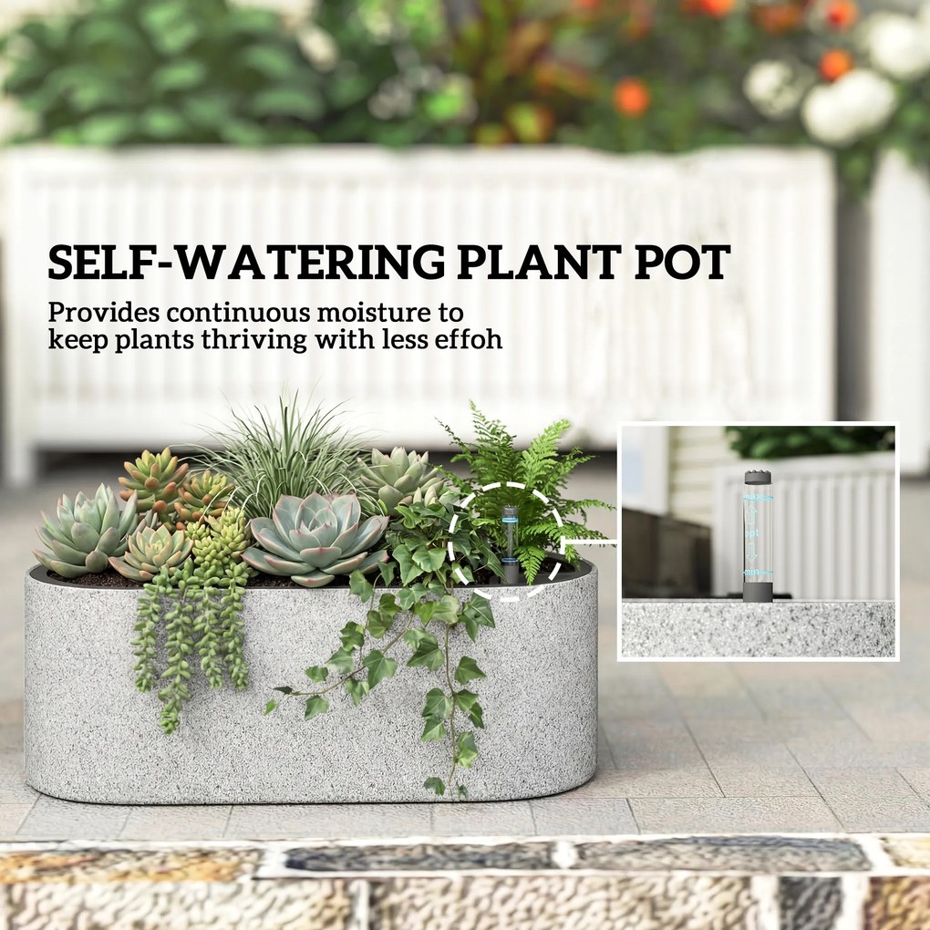 Outsunny Zestaw 2 Donic Wiszących z Systemem Drenażu i Haczykami 42 x 16 x 15 cm Jasnoszary | Aosom PL