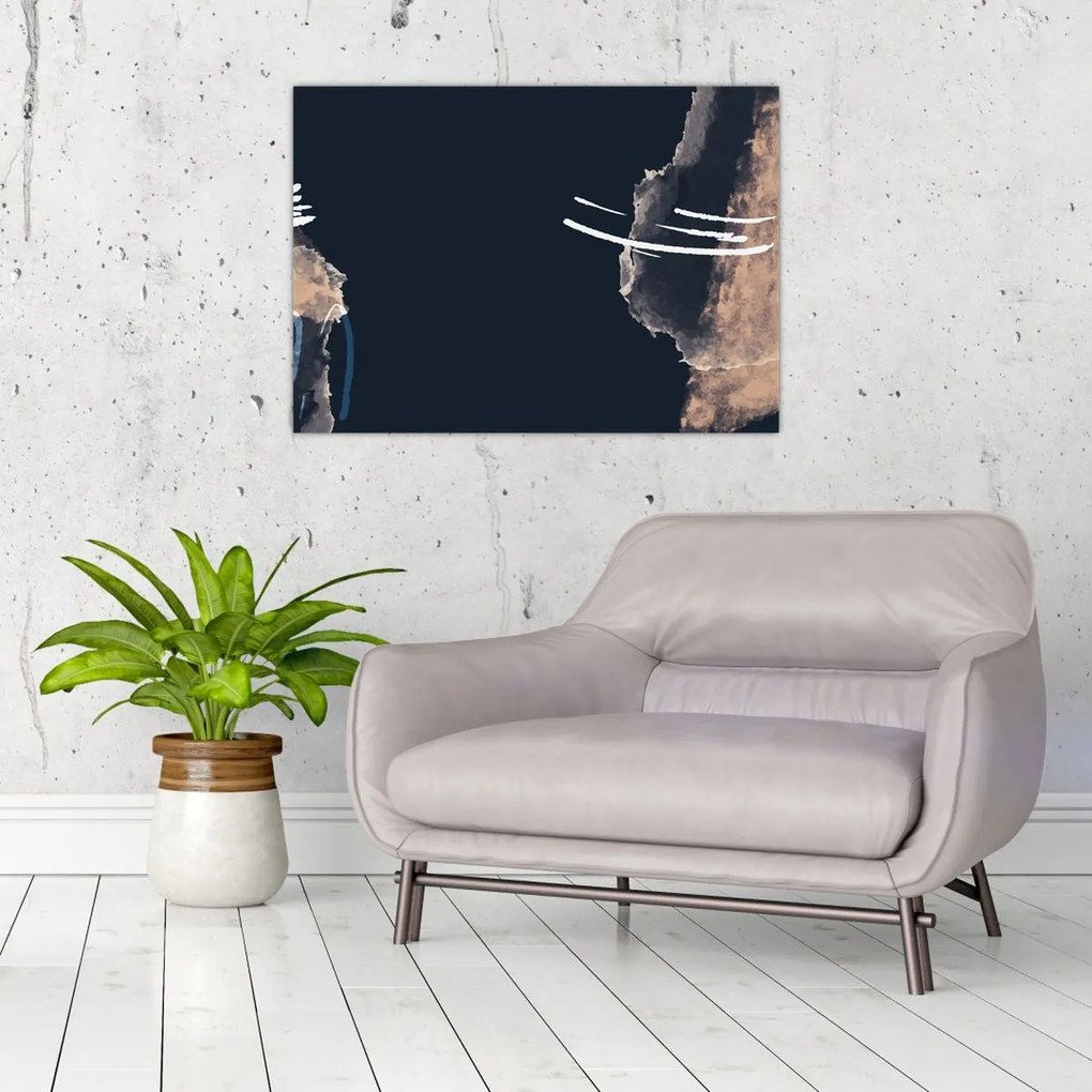 Obraz na szkle - Ciemnoniebieska abstrakcja (70x50 cm)