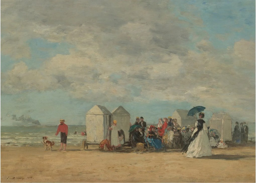 Obraz na szkle - Eugène Boudin, Beach Scene, reprodukcje (70x50 cm)