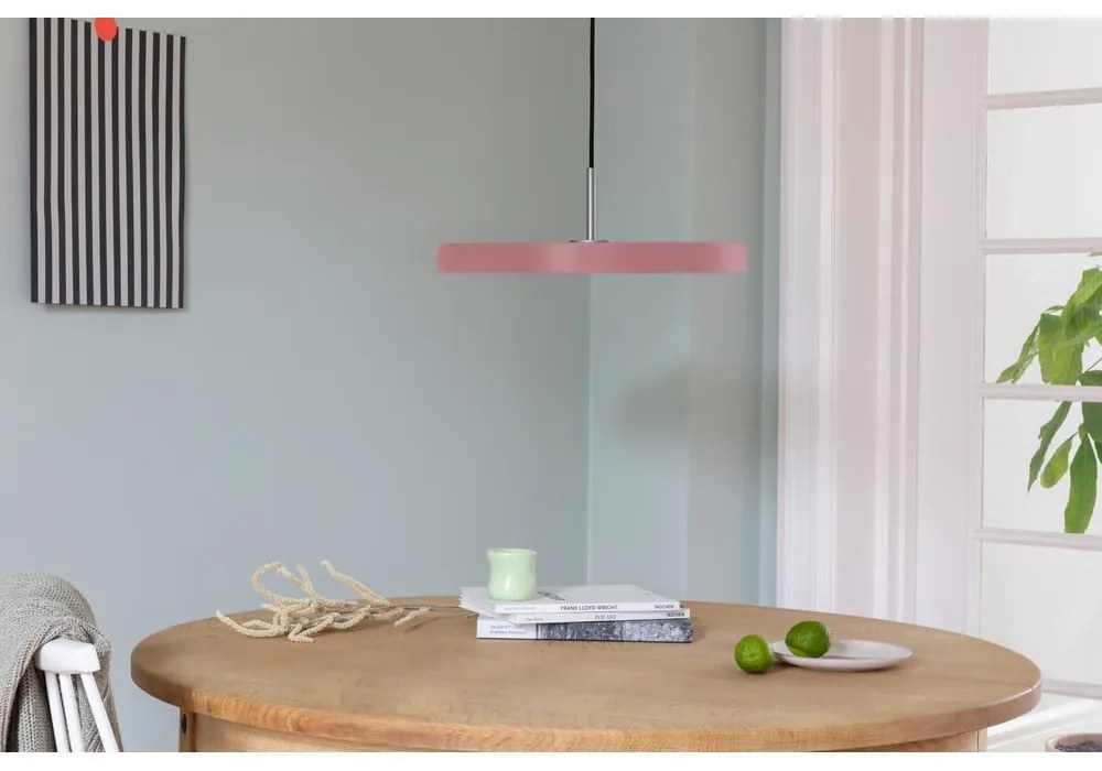 Różowa lampa wisząca LED z metalowym kloszem ø 43 cm Asteria Medium – UMAGE