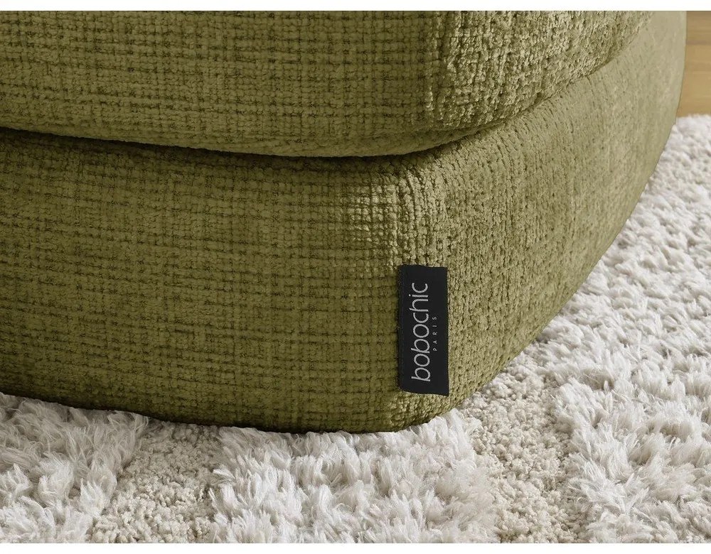 Podnóżek z tkaniny szenilowej w kolorze khaki Leonore – Bobochic Paris