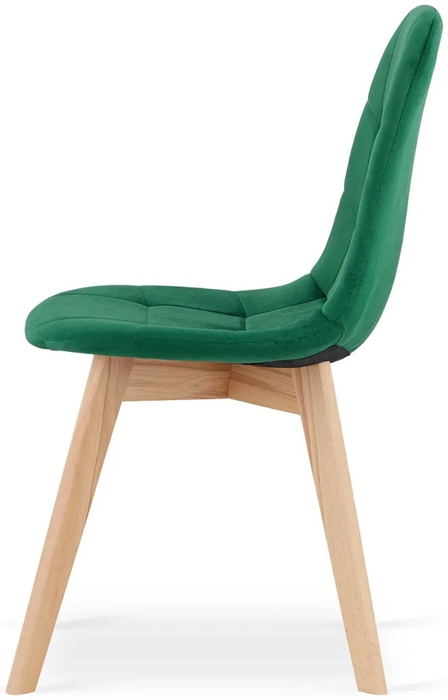 Zestaw zielonych drewnianych krzeseł welurowych 4 szt. D0-L73