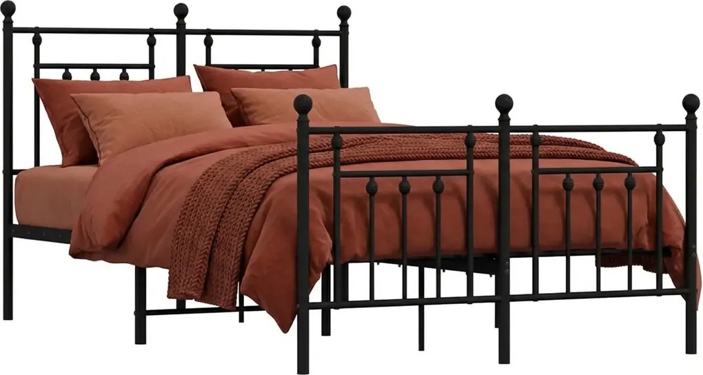 Czarne metalowe łóżko małżeńskie 150x200cm E1-P29