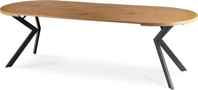 Stół Okrągły Rozkładany LUKAS 100-250 cm Dąb Złoty Nowoczesny Loft