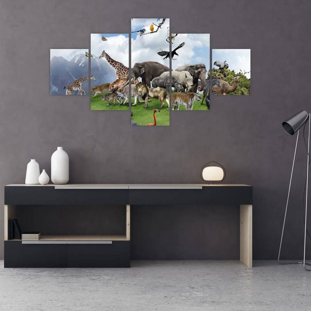 Obraz - Zwierzątka na wyspie (125x70 cm)