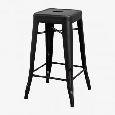 Zestaw 4 Sztaplowanych Wysokich Stołków Stalowych Lix Czarny Matowy & ↑65 Cm - Sklum