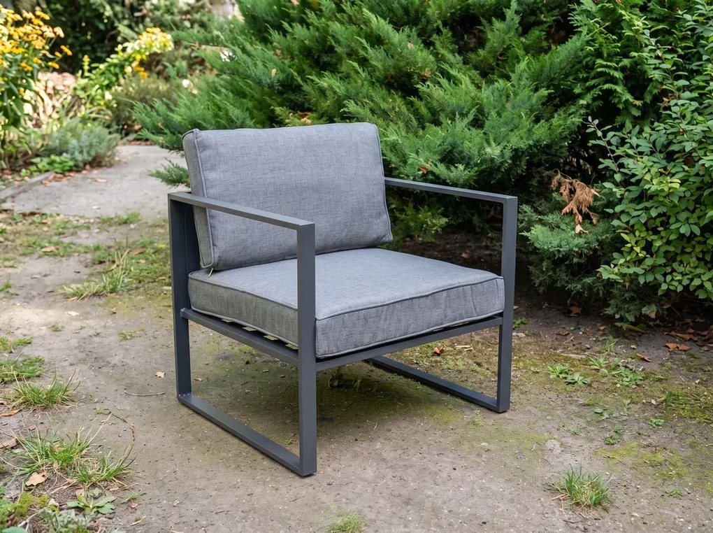 Duży fotel aluminiowy na taras MOSTRARE szary