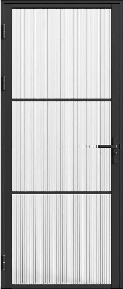 Blok drzwiowy odwracalny z aluminium i szkła teksturowanego – W204 x S93 cm – Czarny – MASERU