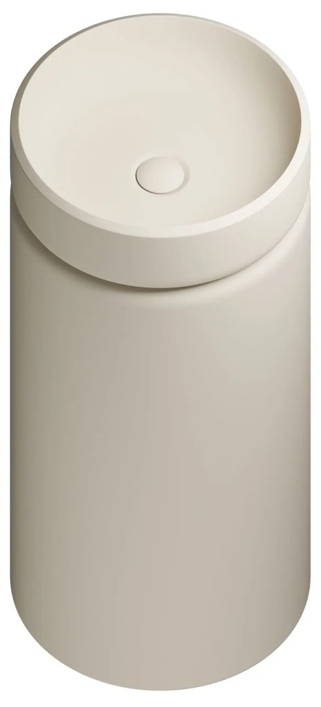 Umywalka z konglomeratu wolnostojąca okrągła beżowa matowa 85 x 40 cm RONA Beige Matt : Podłączenie syfonu - Do ściany