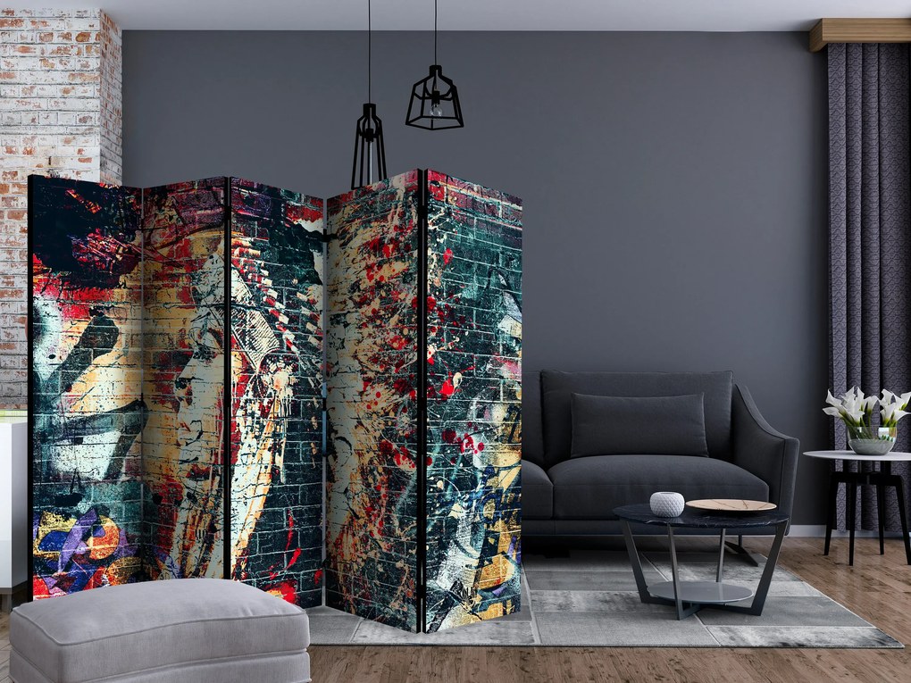 Parawan akustyczny Ludzie 225x172 cm 5-częściowy wielokolorowy ARTGEIST B