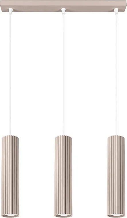Lampa Wisząca Minimalistyczny Karbon, Aluminium - 3 Źródło - L.45 X H.98 Cm - Taupe