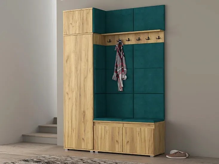 Szafa z siedziskiem tapicerowanym garderoba dąb craft P3-C39