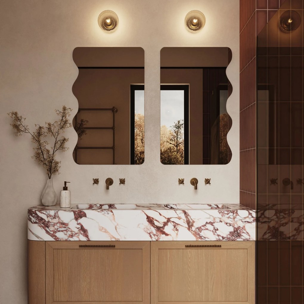 Lustro dekoracyjne oszlifowane bez podświetlenia WAVE | Różne rozmiary | Różne kolory : Kolor tafli szkła - Brąz, Rozmiar - 60 x 120 cm