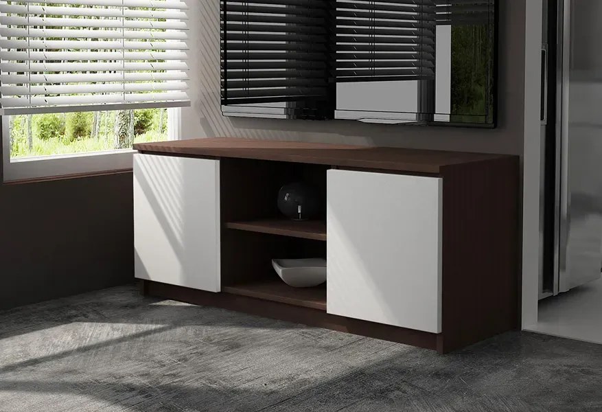 Szafka RTV do salonu wenge + biały - Galapi 3X 120 cm