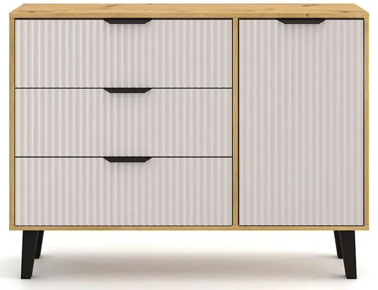 Komoda z szafką i 3 szufladami dąb artisan + kaszmir S8-N93