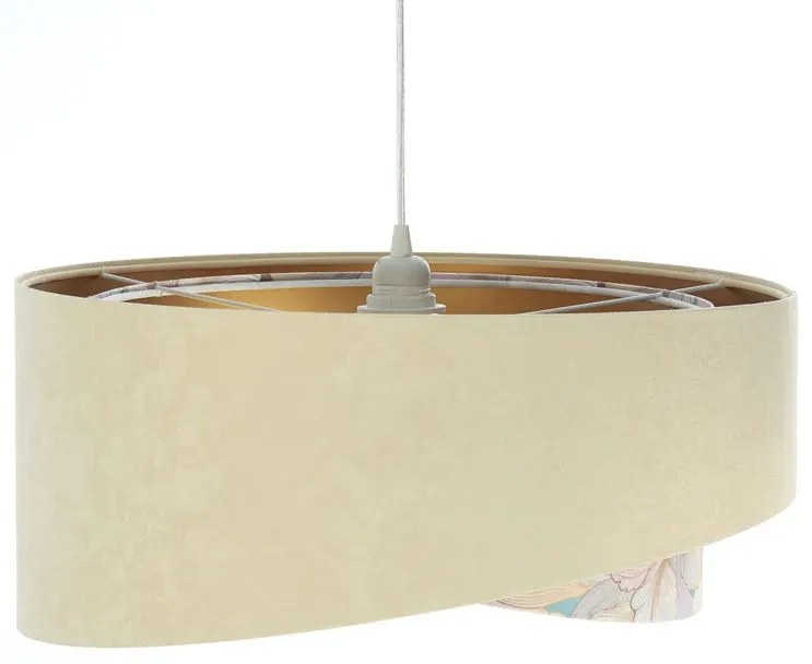 Jasnobeżowa lampa wisząca welurowa H5-F04