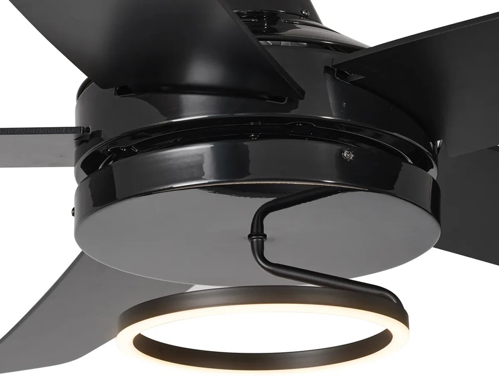 Czarny Wentylator sufitowy z lampą 132 cm z LED i pilotem - Cool Anello Nowoczesny Oswietlenie wewnetrzne