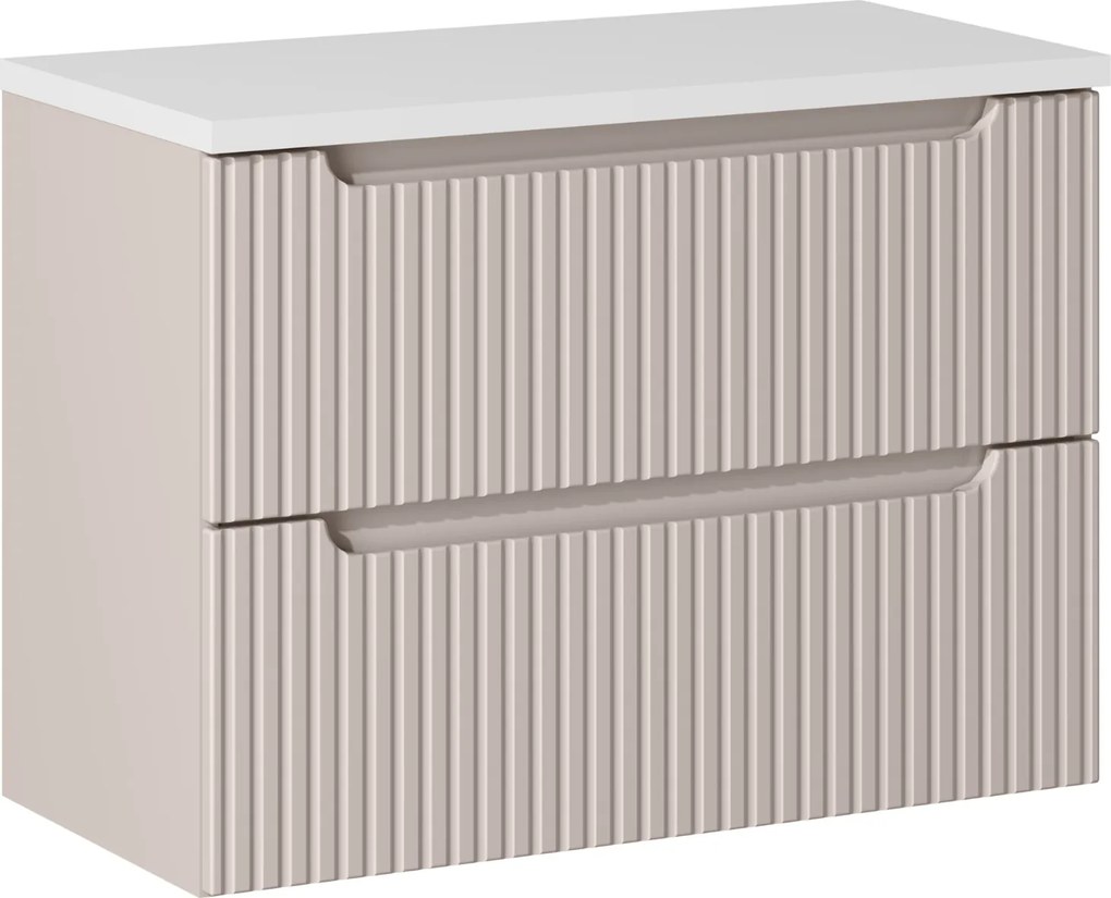 Szafka umywalkowa 2 szuflady Nova 80 cm z blatem, kaszmir/biały mat