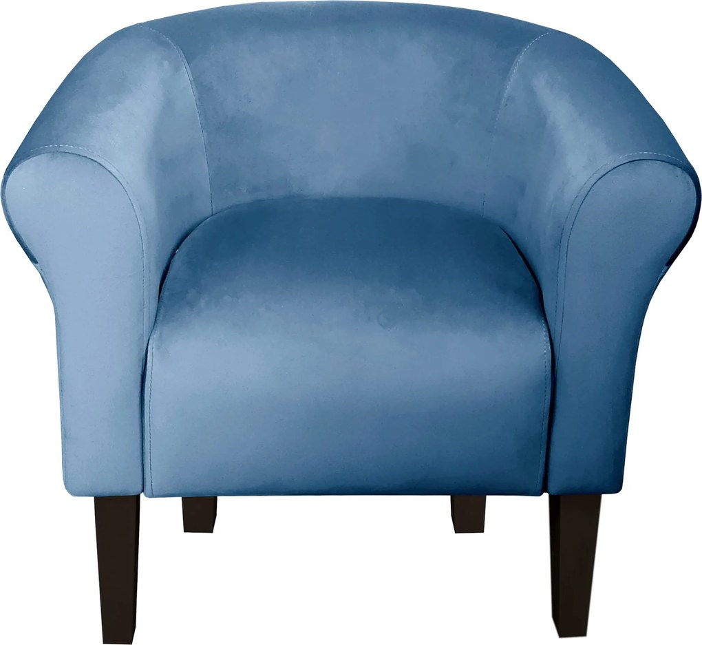 Fotel Milo tkanina Welur wygodny fotel tapicerowany do salonu i sypialni : Kolor nogi - Venge, Kolor tkaniny - VELVET - MG33, Wysokość nogi - 20 cm