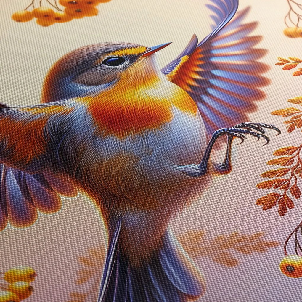 Obraz - Ptak z jarzębiną (170x50 cm)