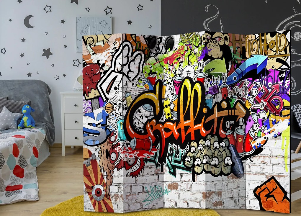 Parawan dwustronny Street art 225x172 cm 5-częściowy czerwony ARTGEIST B