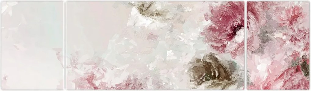 Obraz - Malowanie różowych kwiatów (170x50 cm)