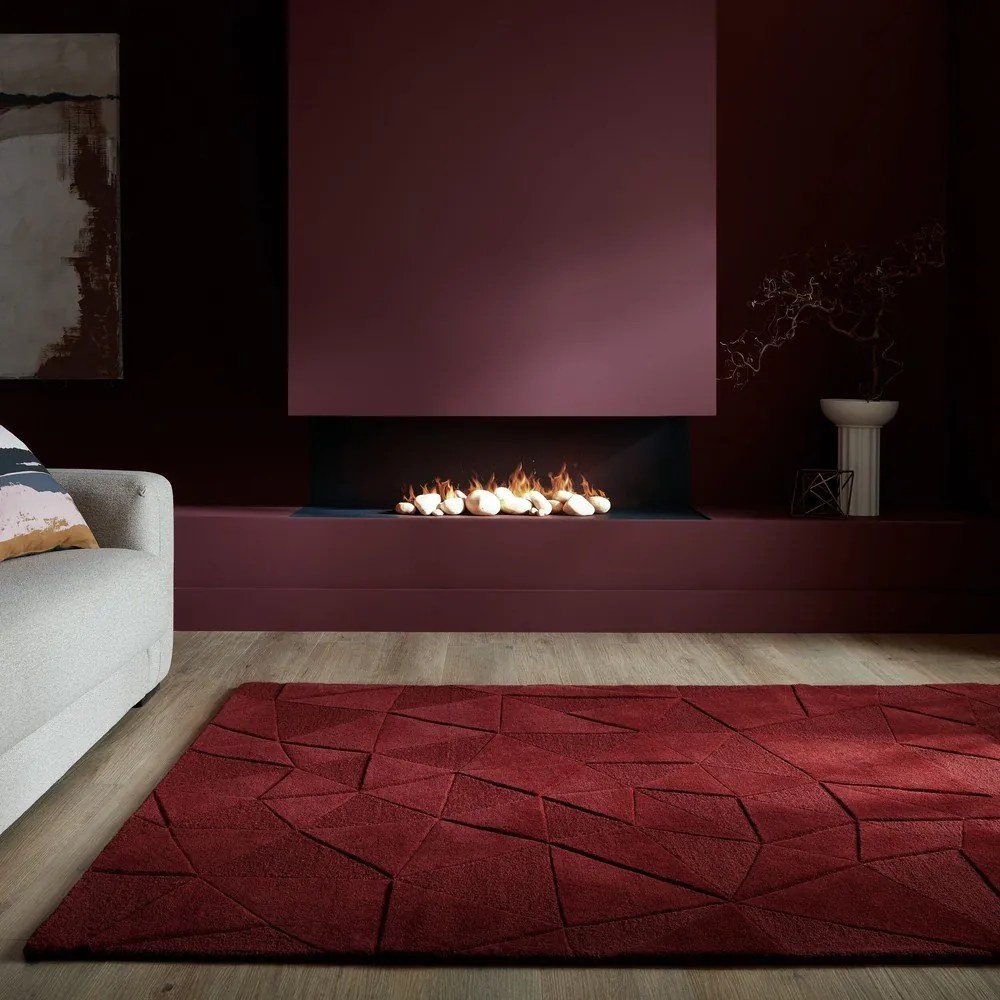 Bordowy wełniany dywan tkany ręcznie 120x170 cm Shard Red – Flair Rugs