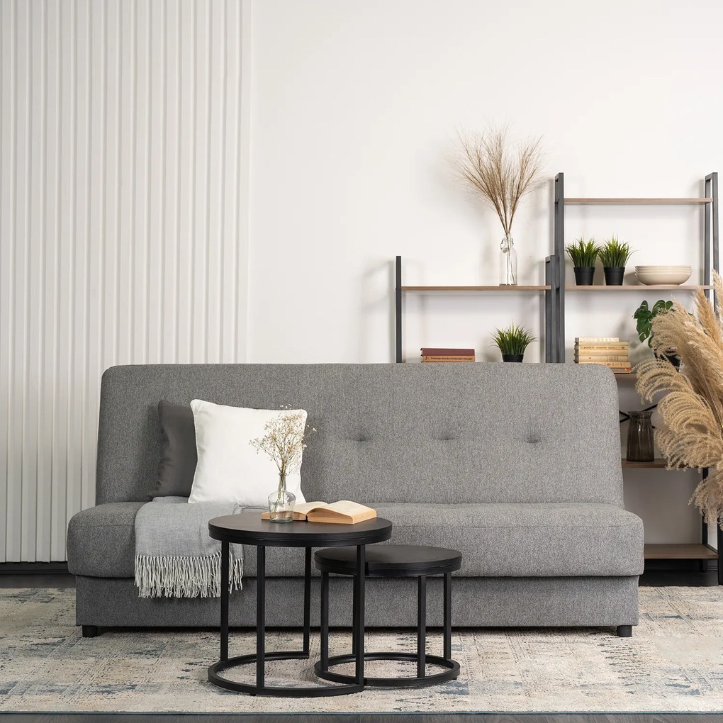 Sofa z Funkcją Spania ARUBA Wersalka Rozkładana Dwuosobowa Szara Nowoczesna do Salonu