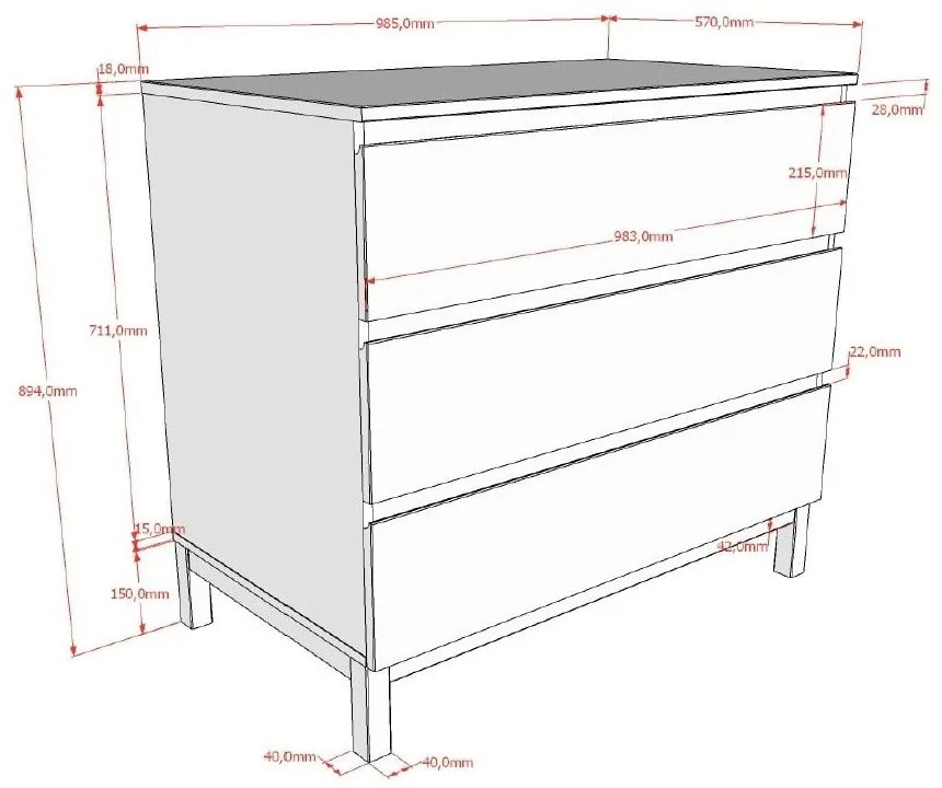Biała komoda dziecięca 99x89x57 cm Eva – Vipack