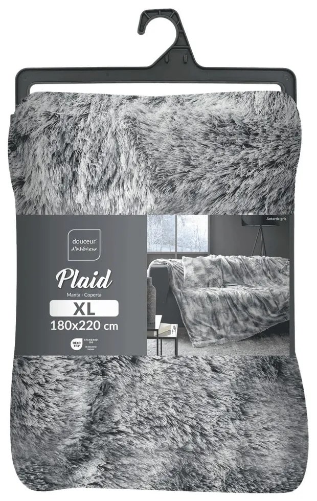 Szary koc ze sztucznego futra 180x220 cm Antartic – douceur d'intérieur