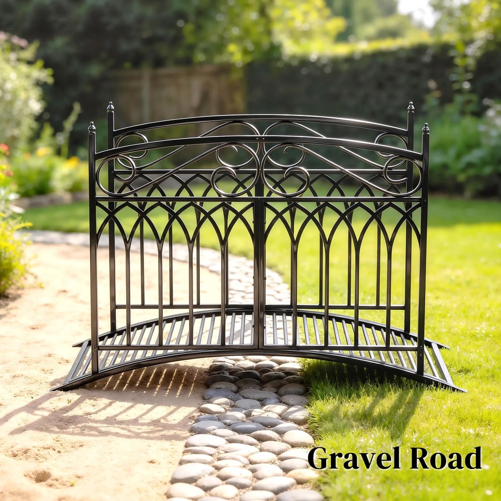 Outsunny Mostek ogrodowy metalowy 135,5 cm mostek do stawu z poręczami antyczny wygląd odporny na rdzę łatwy montaż | Aosom PL