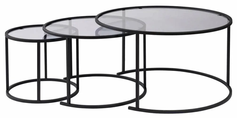 Zestaw stolików konferencyjnych Aurum Black and Grey 80 cm, 3 szt.