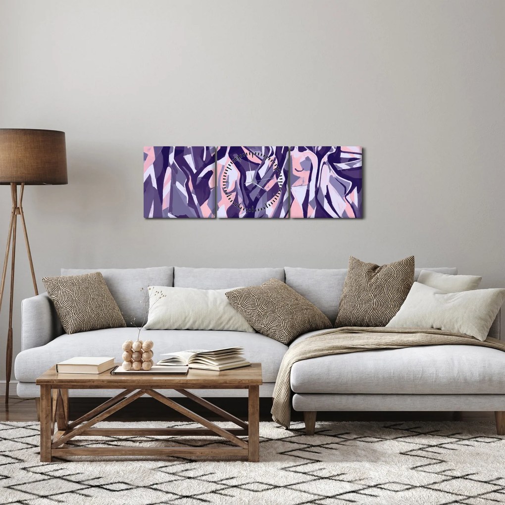 Obraz - Abstrakcyjne kobiety (z zegarem) (90x30 cm)