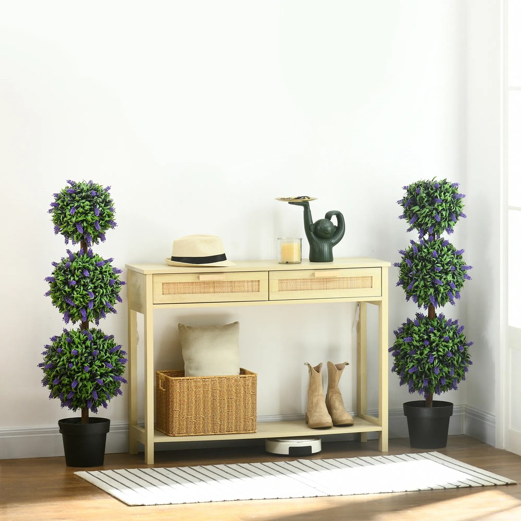 HOMCOM Zestaw 2 Sztucznych Roślin, UV-Odporna Sztuczna Roślina w Donicy, 110 cm Roślina Pokojowa do Salonu, Ogrodu