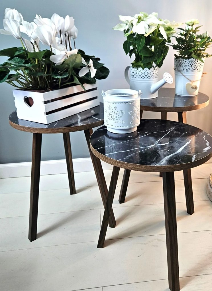 Zestaw 3 okrągłych stolików kawowych