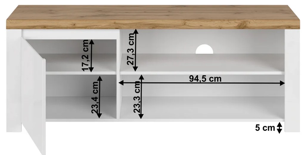 Stolik pod telewizor VILGO 1D160, błyszczący biały