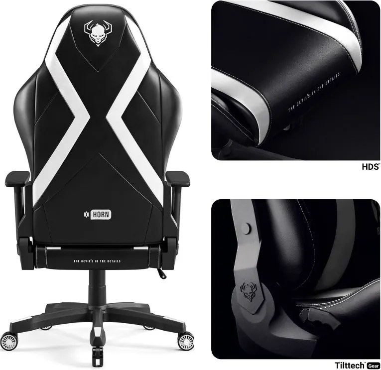 Fotel dla graczy Diablo X-Horn 2.0 King Size czarno-biały