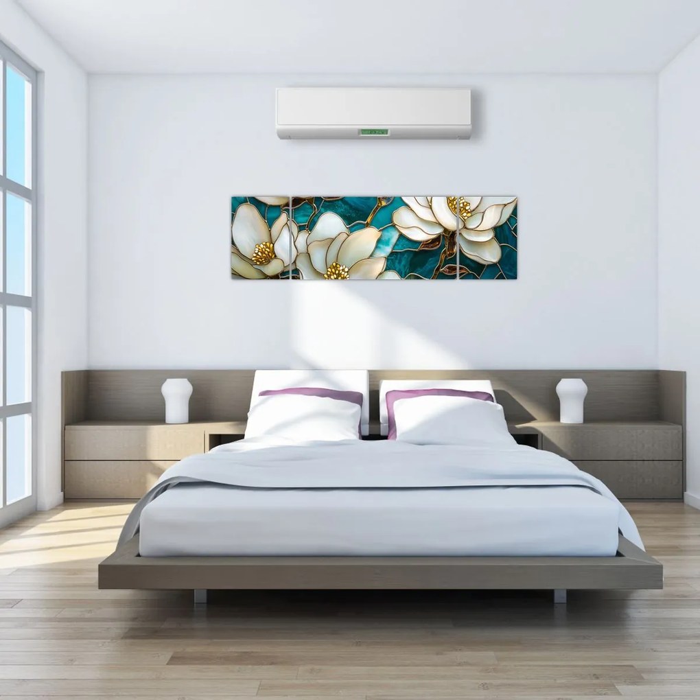 Obraz - Witraż z magnolią (170x50 cm)