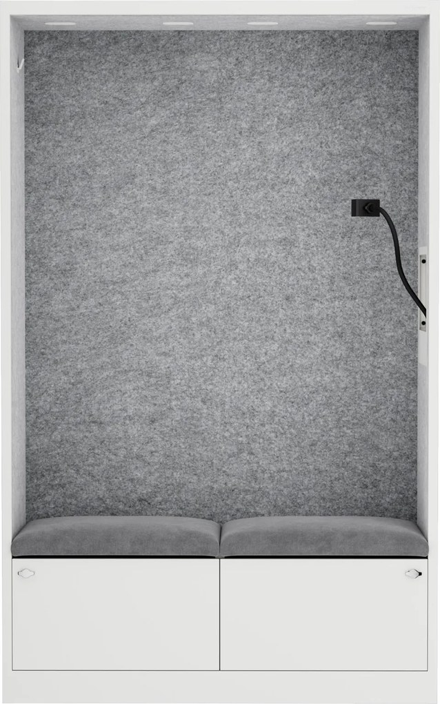 Szafa akustyczna do biura i szkoły Sally MentalBox, 115 x 40 x 185 cm, biały/szary