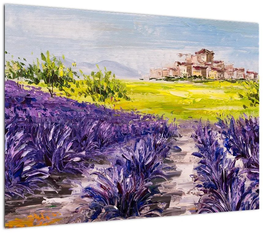 Obraz na szkle - Prowansja, Francja, malarstwo olejne (70x50 cm)
