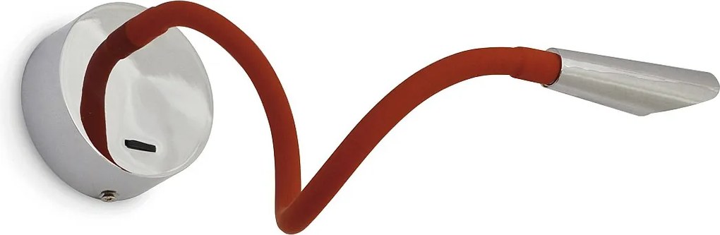 Lampa ?cienna do czytania Elfi w nowoczesnym stylu-L. 43,2 cm- wn?trze- stal i silikon- czerwony- 2W SMD LED- 3000K- w?./wy?.- 360° stopni- IP20