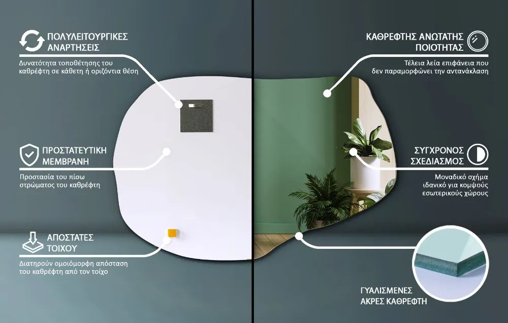 Nieregularne lustro stylowy dodatek