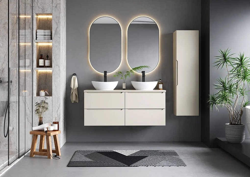 Kaszmirowy Zestaw do Łazienki 120cm Szafka z Blatem Etna