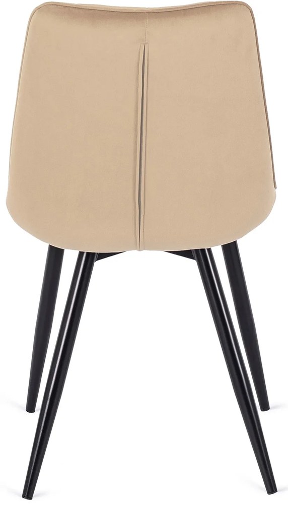 Zestaw Stół Prostokątny Rozkładany CLARK 120-160 cm Dąb Artisan/Czarny i 4 Krzesła Tapicerowane do Jadalni RIO Beżowe Welurowe