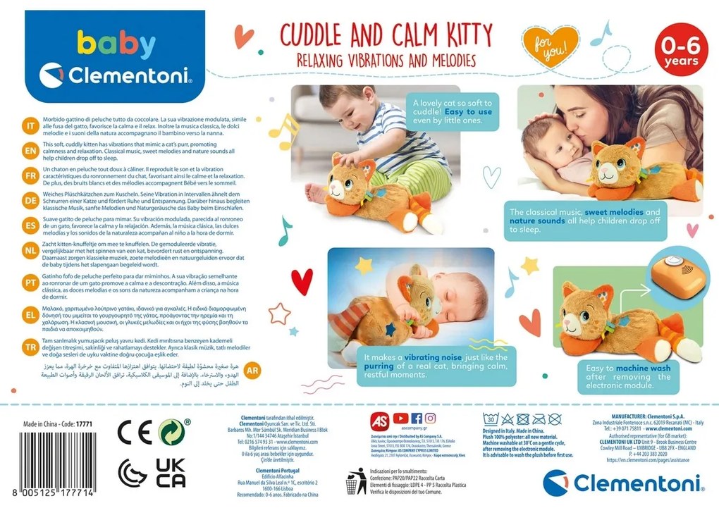 Clementoni Interaktywny kot ze spokojnymidźwiękami, pluszowy