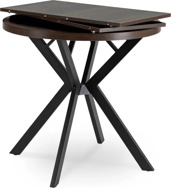 Stół Okrągły Rozkładany DORIAN 80-160 cm Orzech/Czarny Nowoczesny Loft