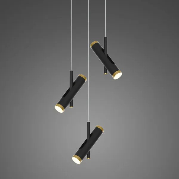 Czarna lampa wisząca z trzema wąskimi kloszami Lunette 3