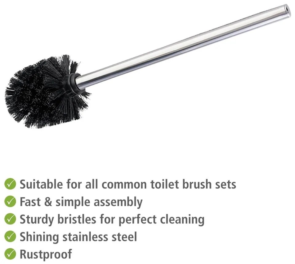 Zapasowe szczotki do WC ze stali nierdzewnej w kolorze srebra z połyskiem zestaw 4 szt. Ø8cm – Wenko